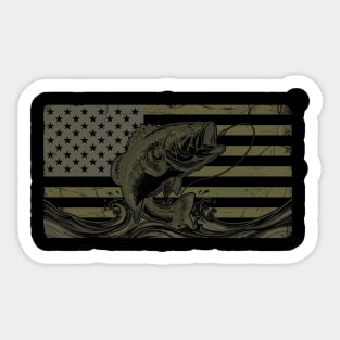 American Bass Fishing Flag Fisherman Patriot Sticker